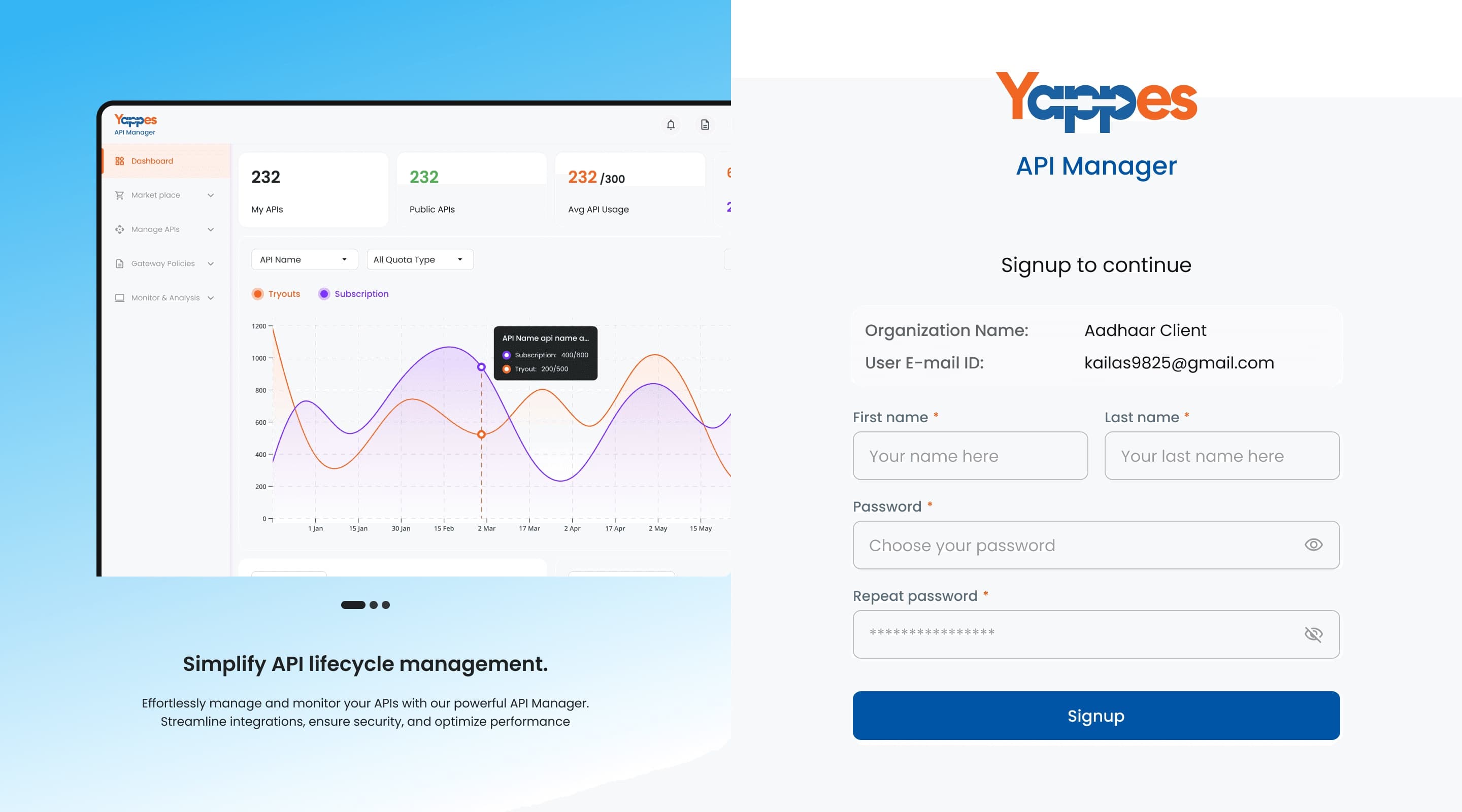 Yappes signup
