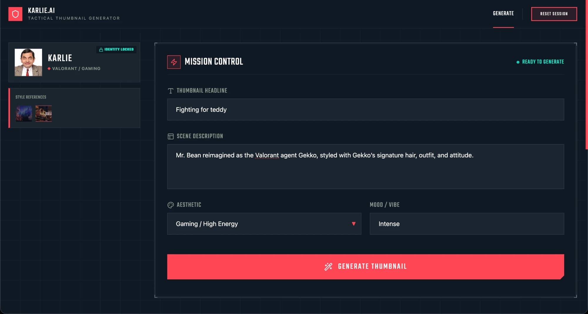 KARLIE.AI mission control screen