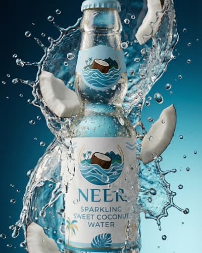Neer bottle in a water splash