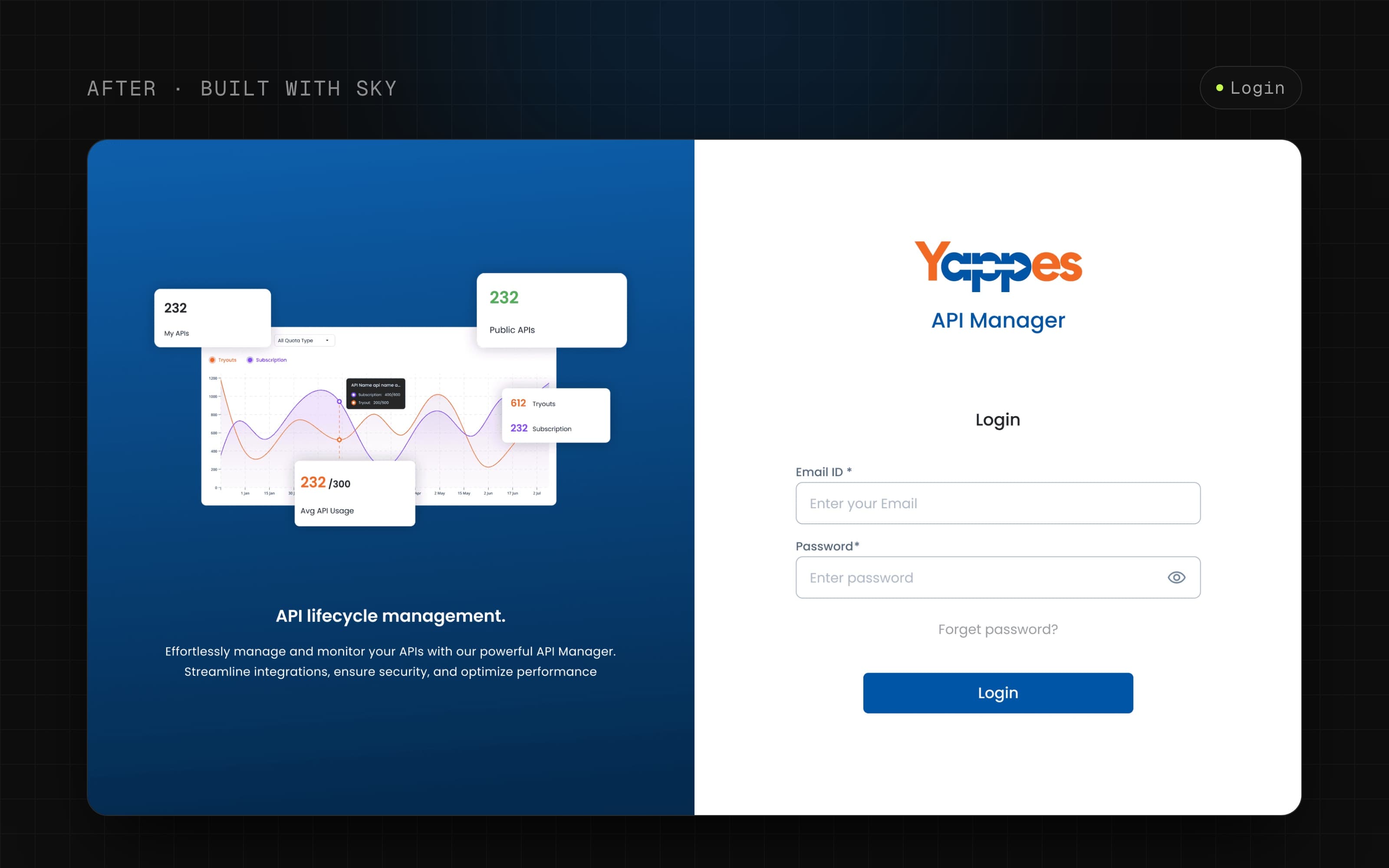 After: the same login rebuilt with Sky